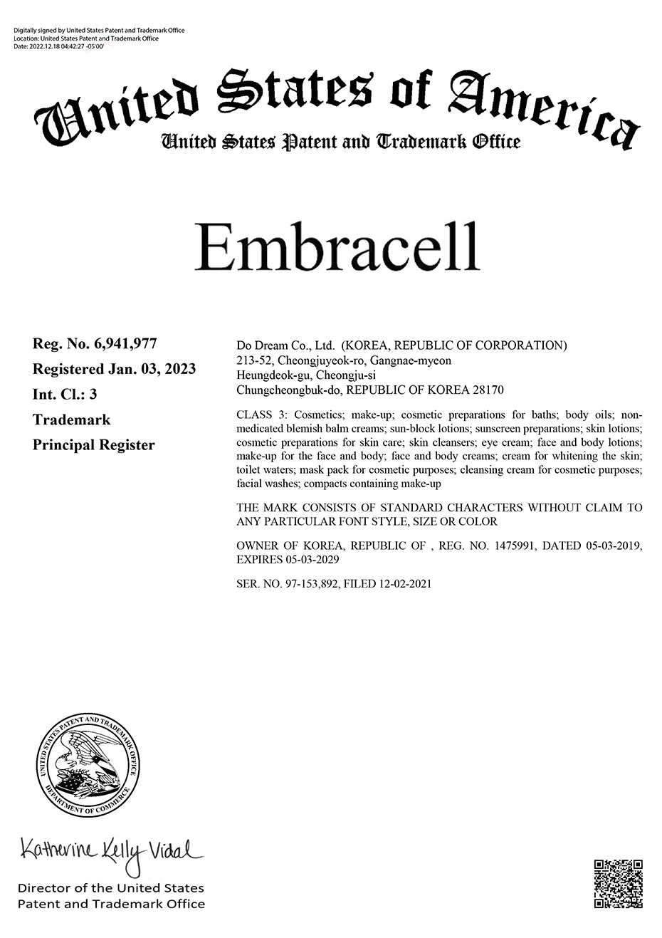 美国 商标注册(Embracell) [첨부 이미지1]